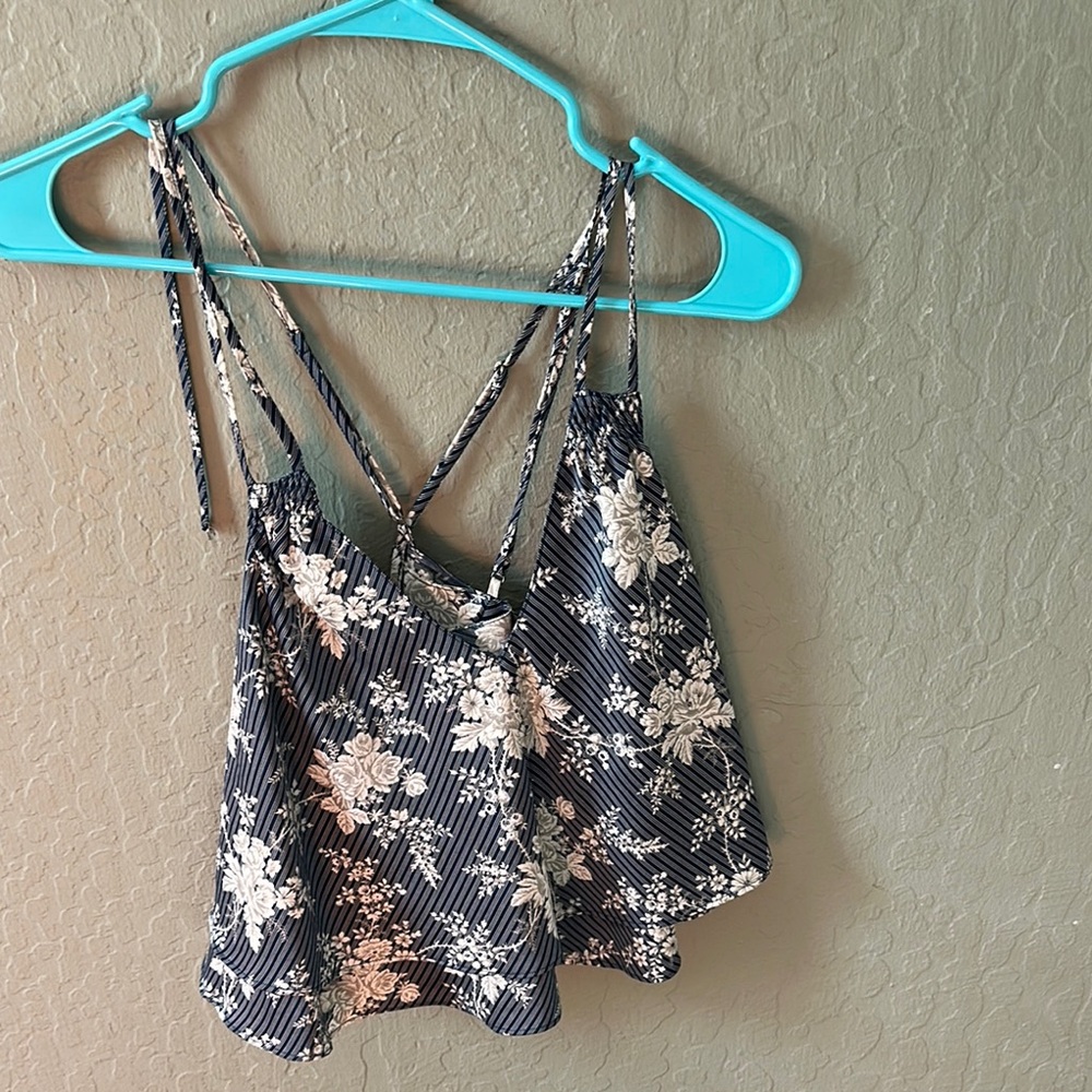 Urban Outfitters Blue Camisole Crop Top with Tie Front